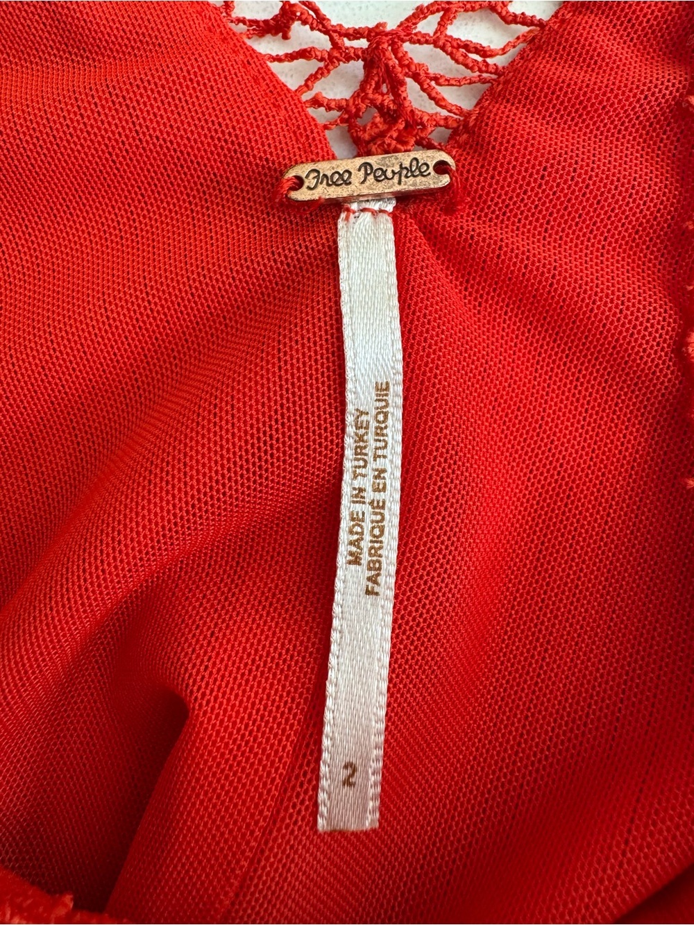 Free People King of My Heart Red Mini Dress Stretchy Ribbed - Picture 6 of 7